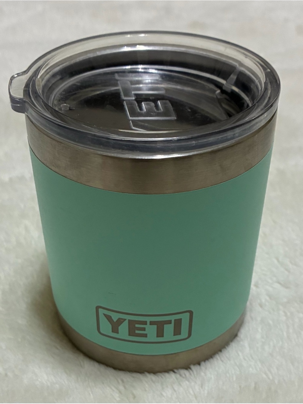 YETI Silver Green 10 Ounce Low Tumbler With Lid